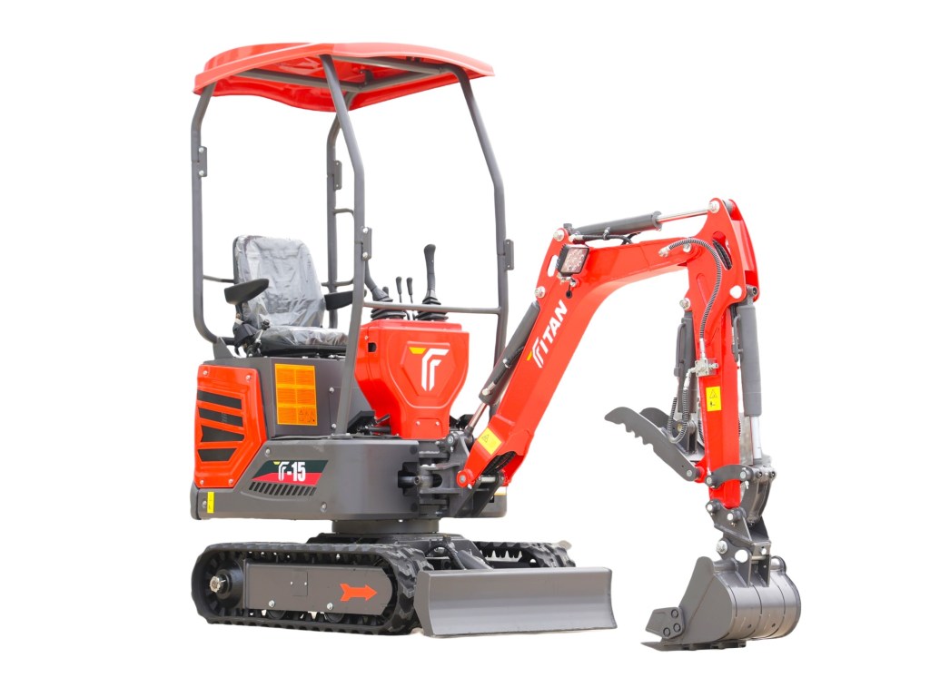 Titan T-15 Mini Excavator – Swing Boom & Hydraulic Thumb for Precision Work