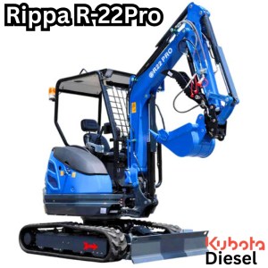 Rippa R22 Pro open-ROPS mini excavator with Kubota diesel and expandable tracks