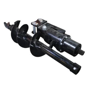 8” auger drill excavator attachment – angle view, available at Best Seedling in Seattle WA