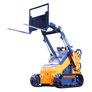 ABoss GH380 mini skid steer loader with forks raised — compact tracked loader for sale in Seattle