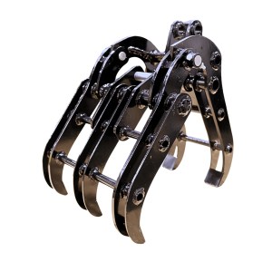 Excavator grapple attachment – angle view, available at Best Seedling in Seattle WA