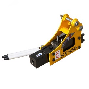 Hydraulic breaker excavator attachment – angle view, available at Best Seedling in Seattle WA