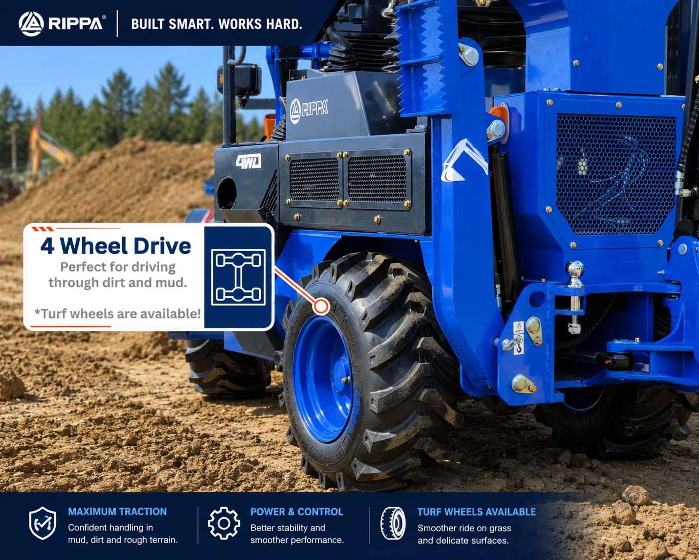 RIPPA RB06 four-wheel-drive system for traction on dirt and mud