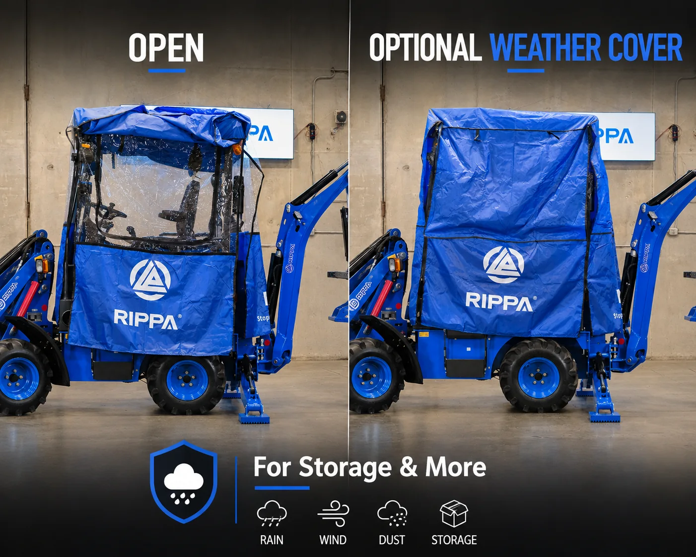 Optional RIPPA RB06 weather cover for rain dust wind and storage protection