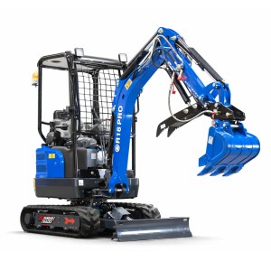 Rippa R18 Pro mini excavator with bucket on clean white background