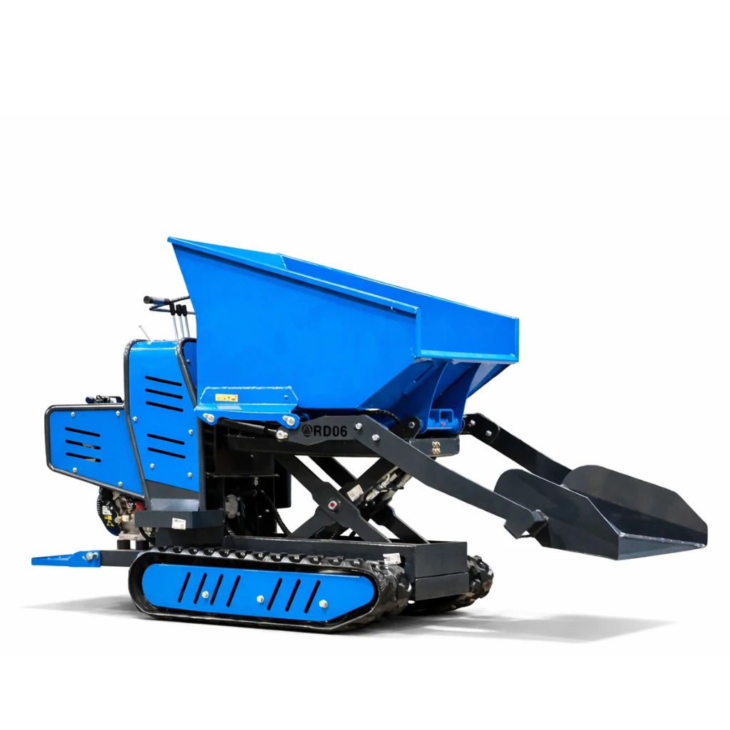Rippa RD06 tracked self-loading mud buggy with scissor lift bucket on white background