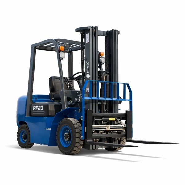 Rippa RF20 3-section forklift with Kubota V2403 diesel engine, 4400 lb capacity and 13.3 ft lift height on white background