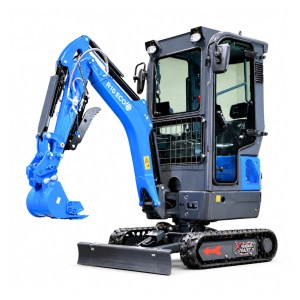 Rippa R10 ECO mini excavator with enclosed cab, compact machine with expandable tracks and hydraulic thumb for landscaping and backyard work