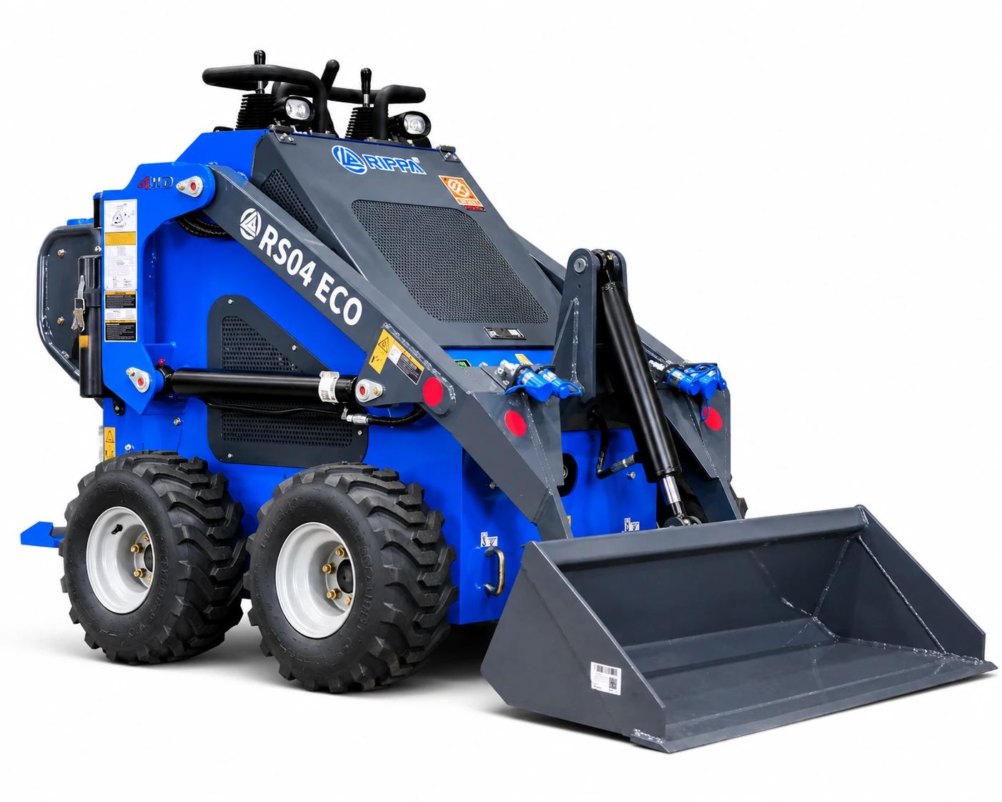 RIPPA RS04 compact skid steer equipped with the optional wheel kit