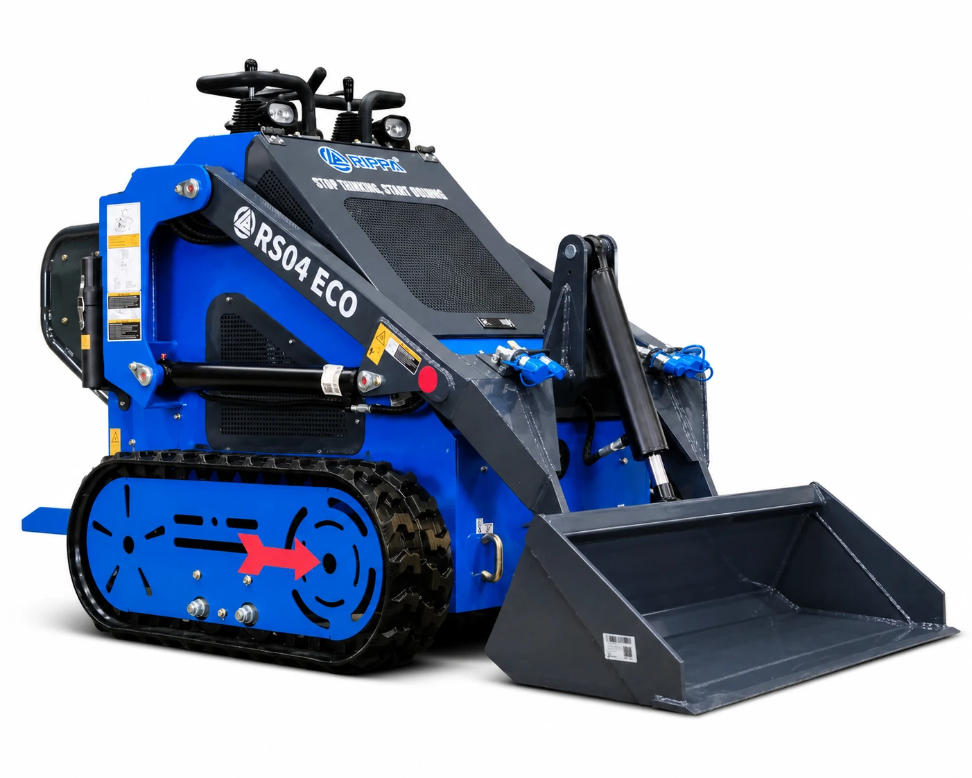 RIPPA RS04 compact skid steer in its standard rubber track configuration