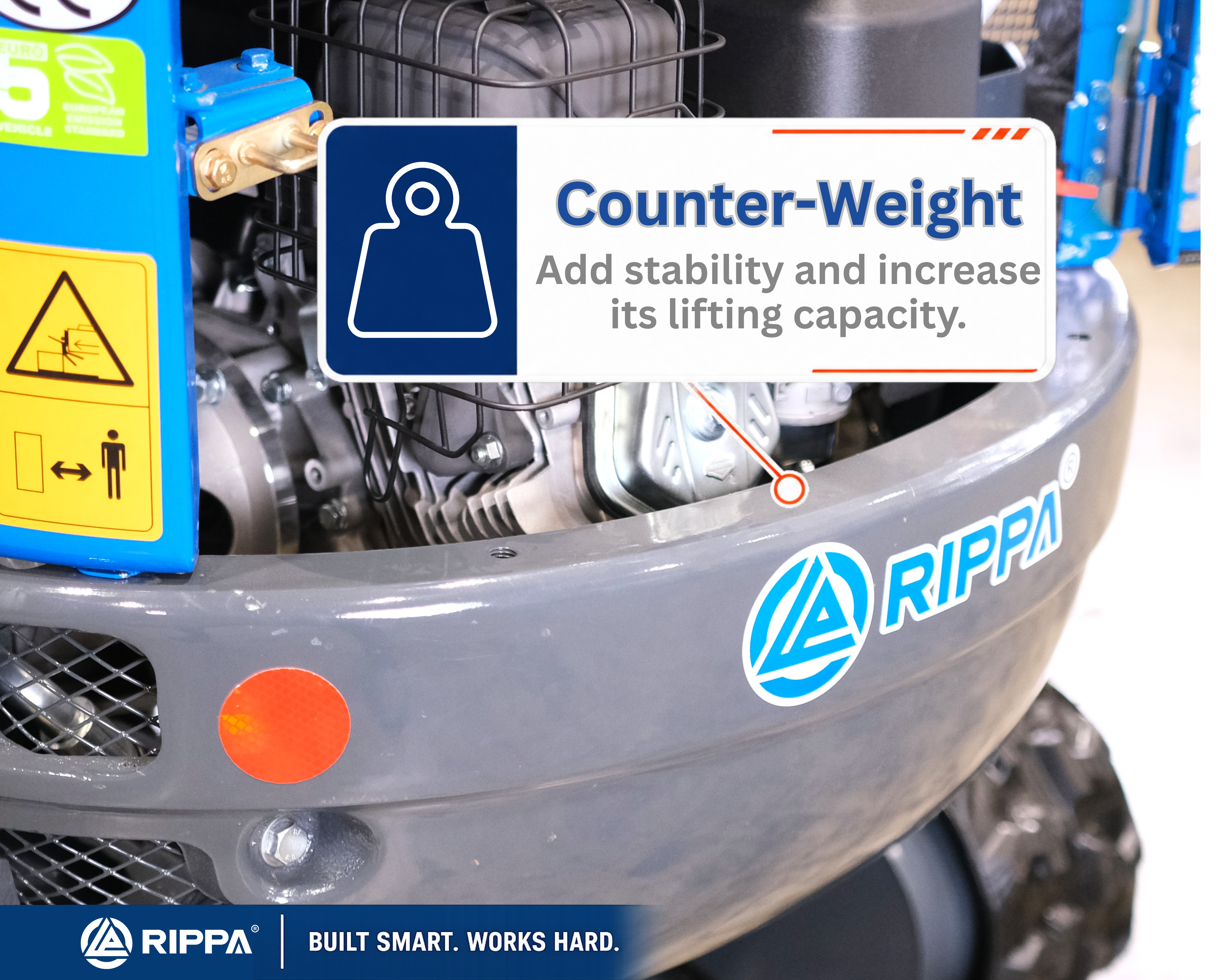 RIPPA R10 ECO rear counterweight for added stability and lifting capacity