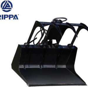 RIPPA hydraulic grapple bucket attachment for a mini skid steer