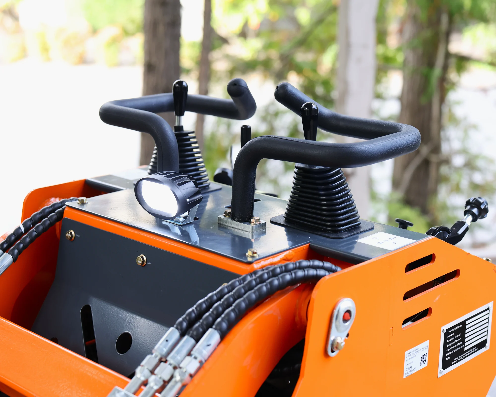Dig Master DM24 orange mini skid steer: led work light joystick controls